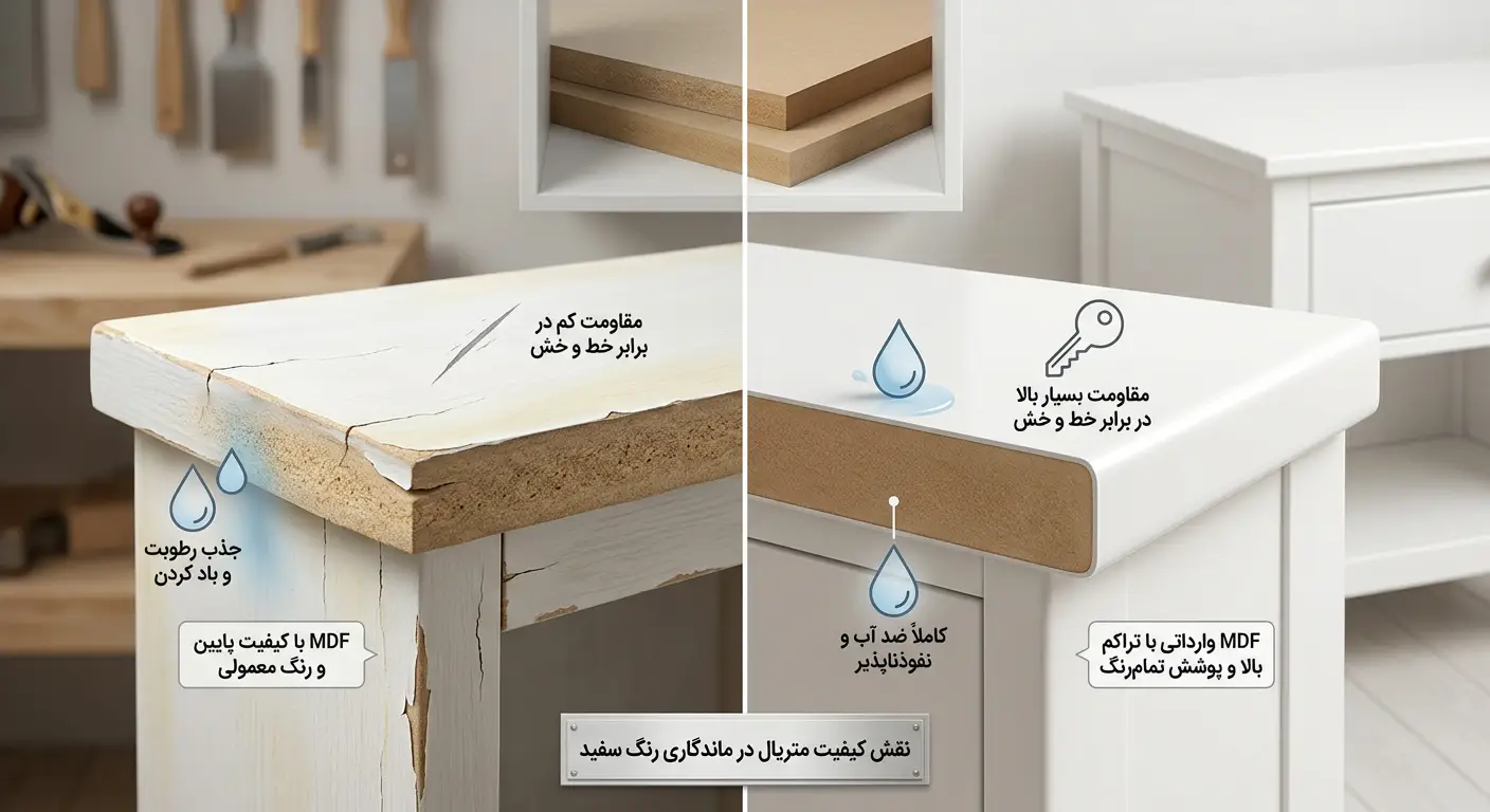 نقش کیفیت متریال در ماندگاری رنگ سفید